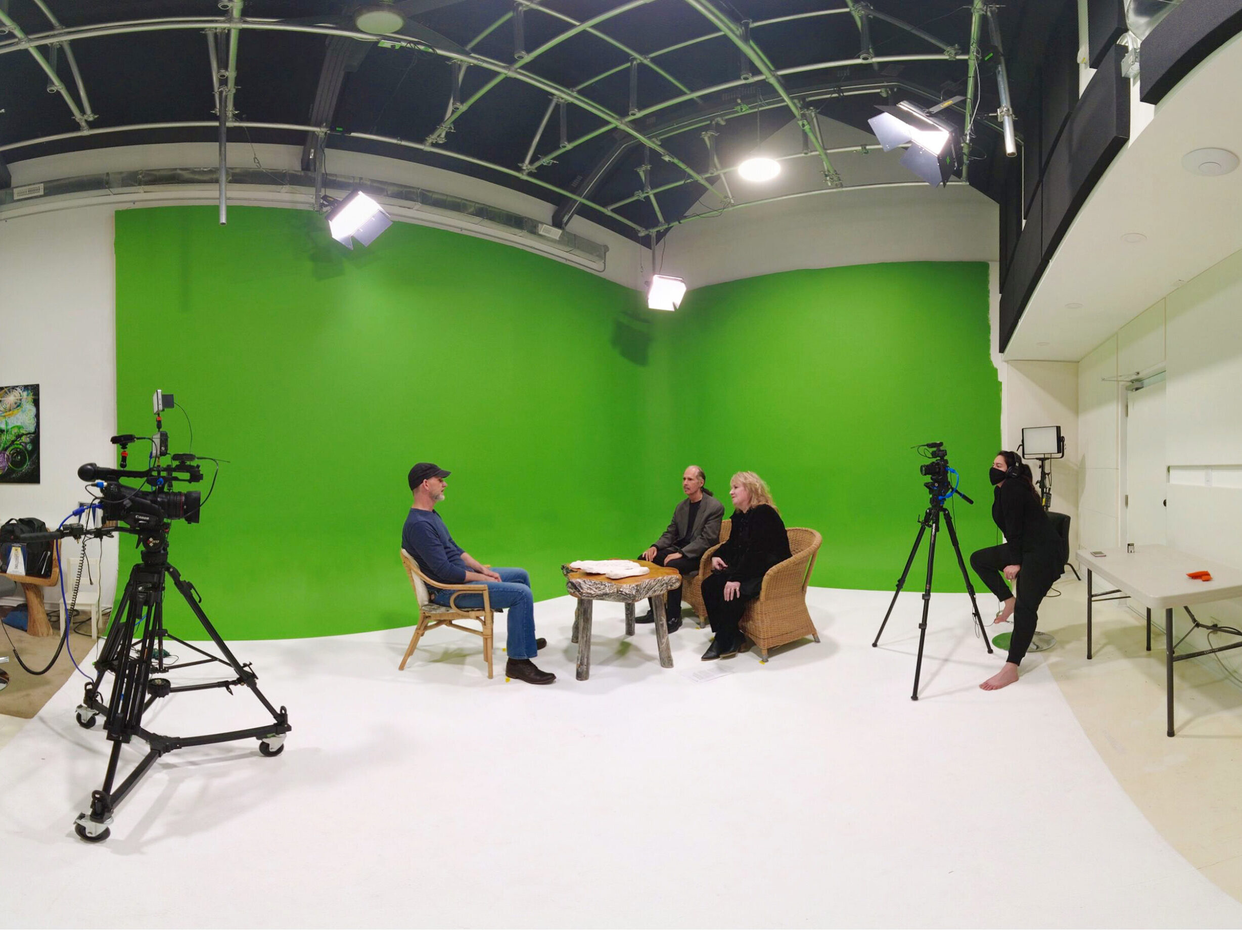 Markham video film studio rental, green screen cyc wall and on site video production services recording a Contact TV interview at Genie Lamp Studios.