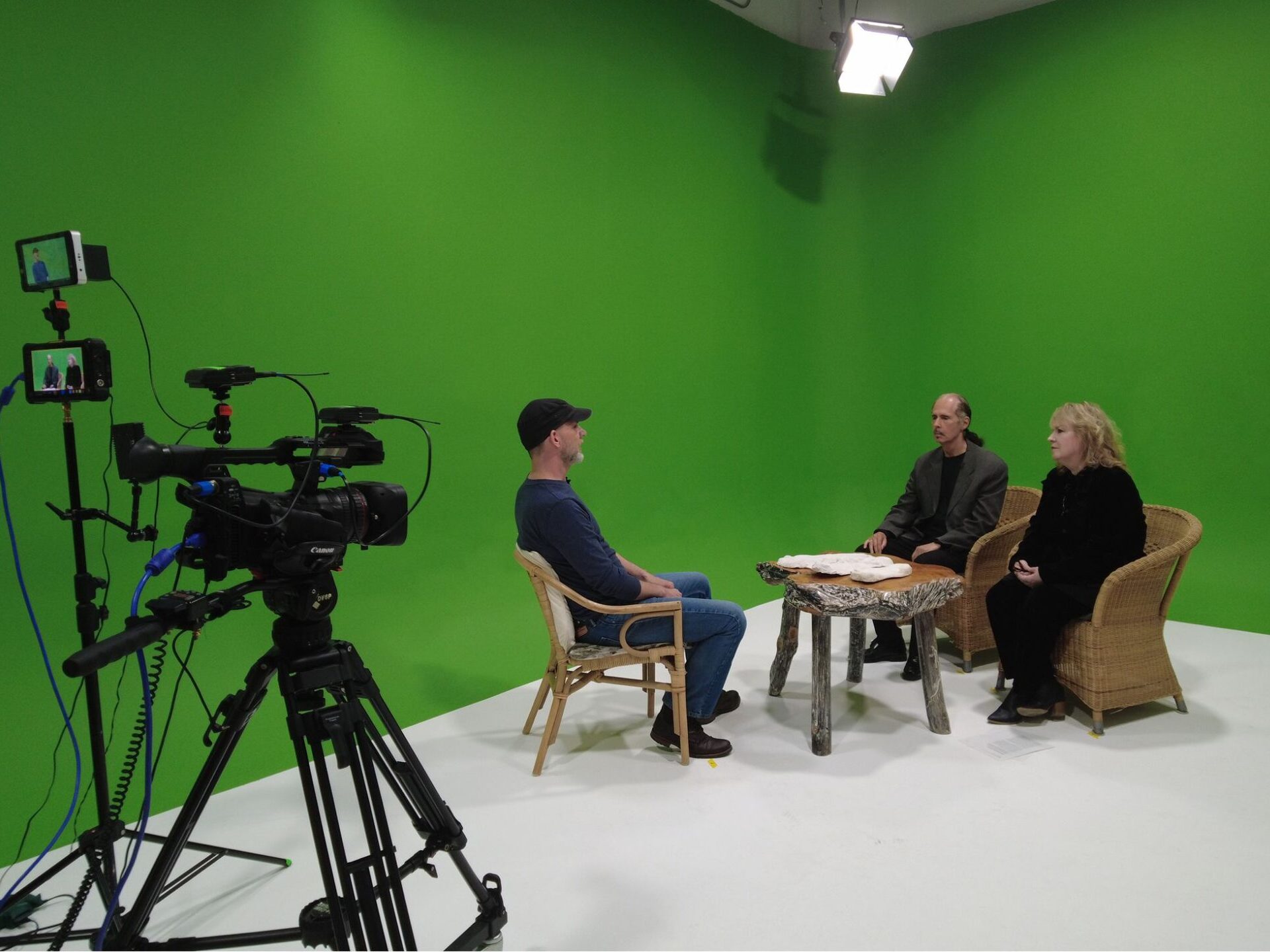 Contact TV interviews Mike Paterson in studio with green screen at Genie Lamp Studios Markham