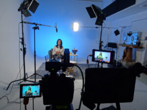 In studio professional interview video production services at Genie Lamp Studios Markham.