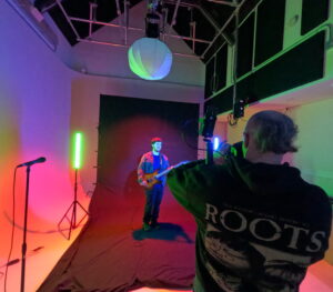 Creative RGB lighting with Black background in studio at Genie Lamp Studios Markham.
